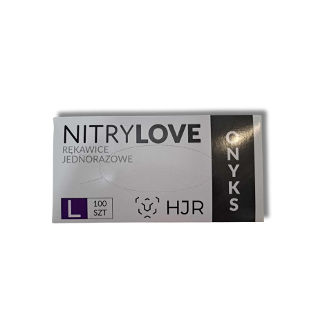 HJR ONYKS NITRYLOVE rękawiczki nitrylowe jednorazowe czarne 100 szt. | L