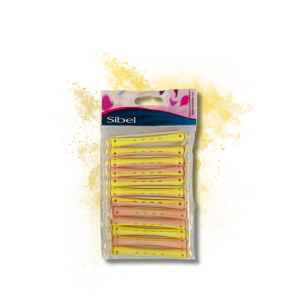 SIBEL długie wałki do trwałej 12 szt. żółte + różowe | 7 mm - image 2