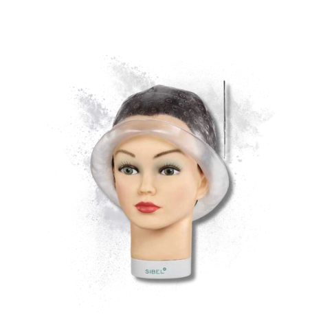 SIBEL LORY czepek silikonowy do pasemek z rantem przeciw kapaniu + szydełko - 2