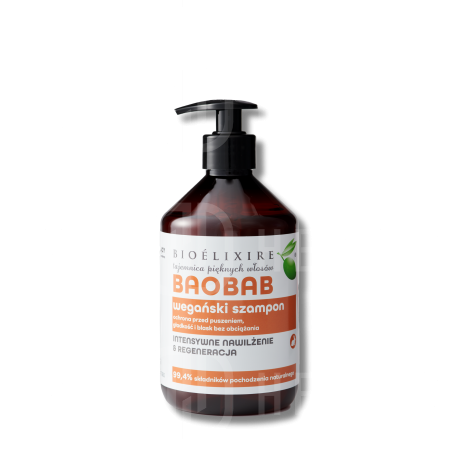 BIOELIXIRE ESSENTIAL Vegan Baobab szampon nawilżający do włosów 500 ml