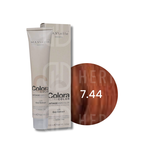 MAXXELLE COLORA ULTRA COLOR trwała farba do włosów anti-age 100 ml | 7.44