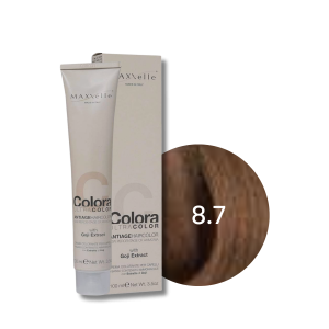 MAXXELLE COLORA ULTRA COLOR trwała farba do włosów anti-age 100 ml | 8.7