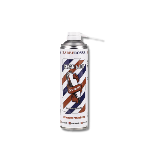 BARBEROSSA CLEAN & OIL 5w1 spray do dezynfekcji czyszczenia ostrzy 500 ml