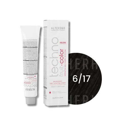 ALTER EGO TECHNOFRUIT trwała farba do włosów z keratyną 100 ml | 6/17