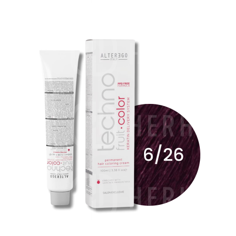 ALTER EGO TECHNOFRUIT trwała farba do włosów z keratyną 100 ml | 6/26