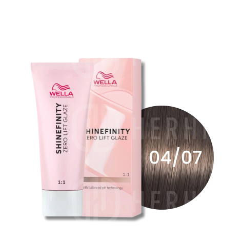 WELLA SHINEFINITY Zero Lift Glaze półtrwała farba do włosów 60 ml | 04/07