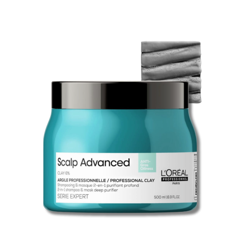 L'OREAL SCALP ADVANCED CLAY 6% maska oczyszczająca z glinką 2w1 500 ml - 2