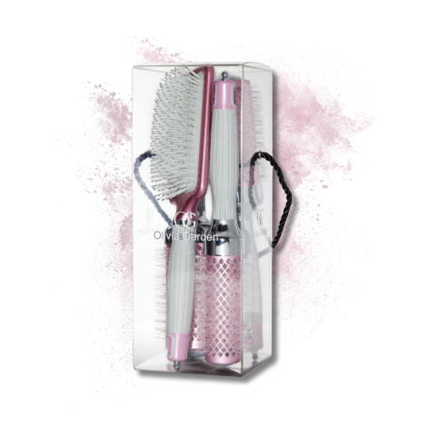 OLIVIA GARDEN NANO THERMIC zestaw szczotek płaska, 34, 44, 54 mm Róż 4 szt. - 2