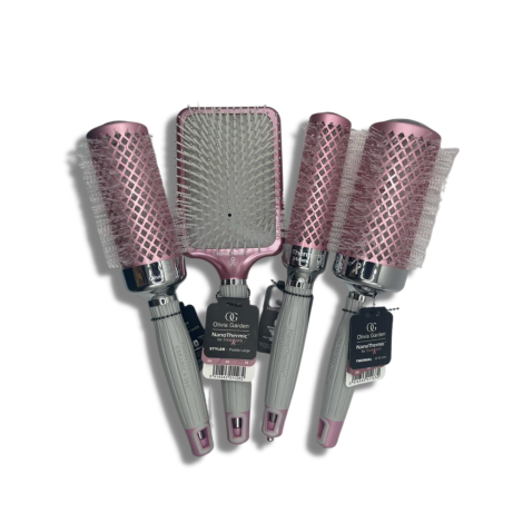 OLIVIA GARDEN NANO THERMIC zestaw szczotek płaska, 34, 44, 54 mm Róż 4 szt. - 3