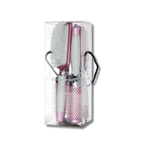 OLIVIA GARDEN NANO THERMIC zestaw szczotek płaska, 34, 44, 54 mm Róż 4 szt.
